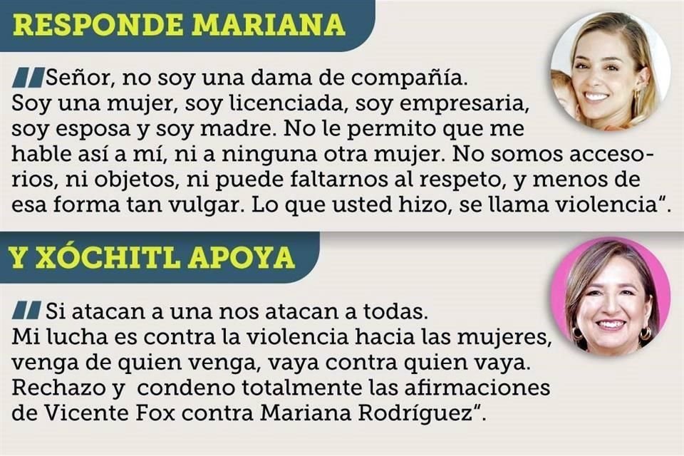 En pleno 25N, Vicente Fox causó polémica y críticas al insultar a Mariana Rodríguez, esposa de Samuel García, llamándola 'dama de compañía'.