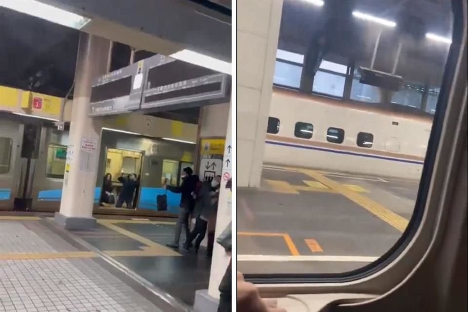 En la Ciudad de Kanazawa, en Ishikawa, las imágenes de vídeo tomadas por pasajeros mostraron temblores experimentados en el andén de una estación de tren local y dentro de los vagones del tren.