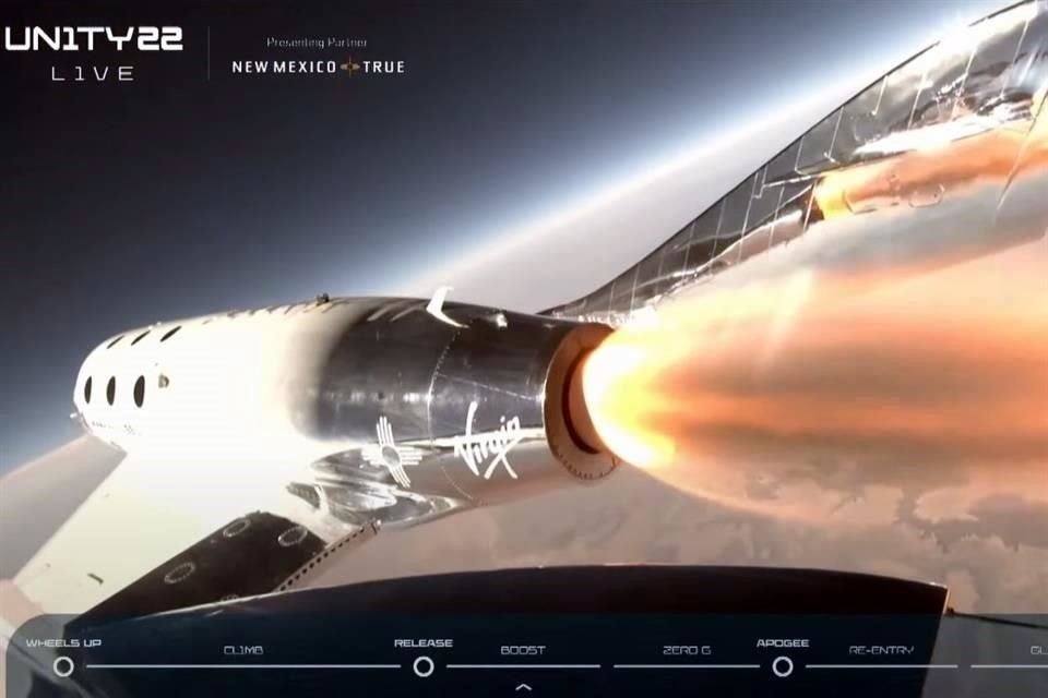 La nave VSS Unity de Virgin Galactic alcanzó una altitud de más de 86 kilómetros sobre la Tierra.