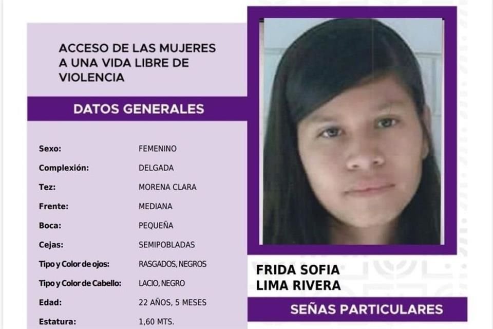 Una es Frida Sofía Lima Rivera, originaria de Morelos, que en 2015 dejó de tener contacto con sus familiares.