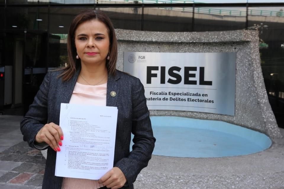 La legisladora tamaulipeca presentó este jueves ante la Fiscalía en Delitos Electorales de la FGR una denuncia contra 'Alito' y el secretario de Finanzas del CEN, Eduardo Gutiérrez Arroyo.