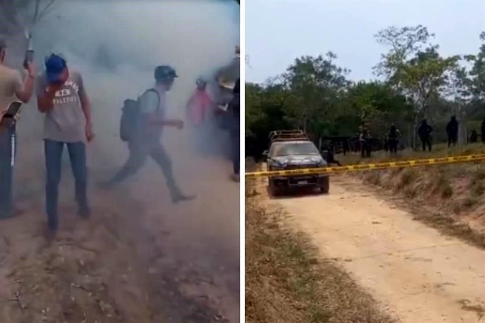 En redes sociales circulan videos en los que pobladores se inconforman con el cerco policial, pues para dar lugar al recabo de evidencias, cerraron un camino de terracería y no les permitieron pasar.