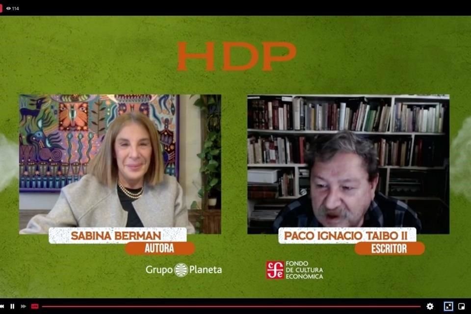 Sabina Berman y Paco Ignacio Taibo II presentaron 'HDP' este miércoles de manera virtual.