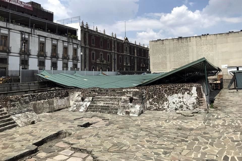 Aspectos de la Zona Arqueológica del Templo Mayor, en el Centro Histórico.