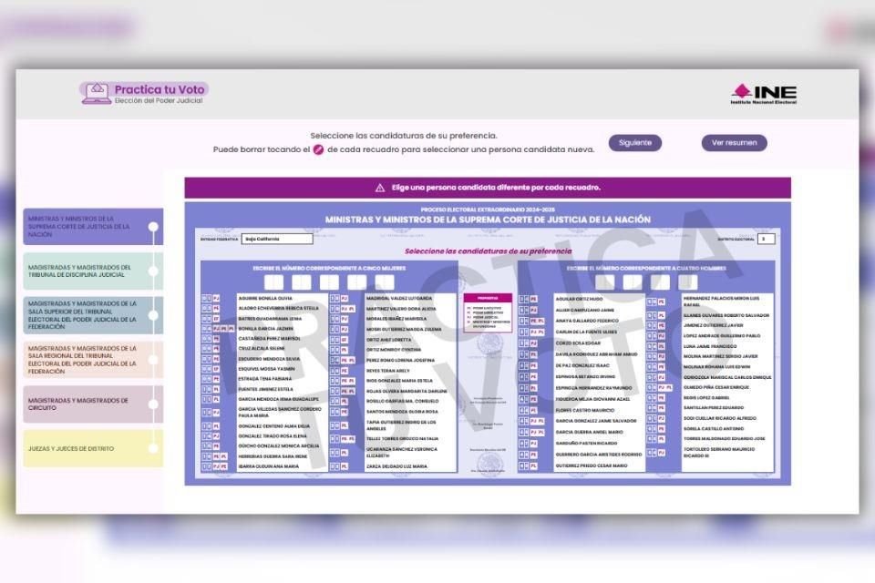 El INE informó que este sitio no almacena los ejercicios del voto.