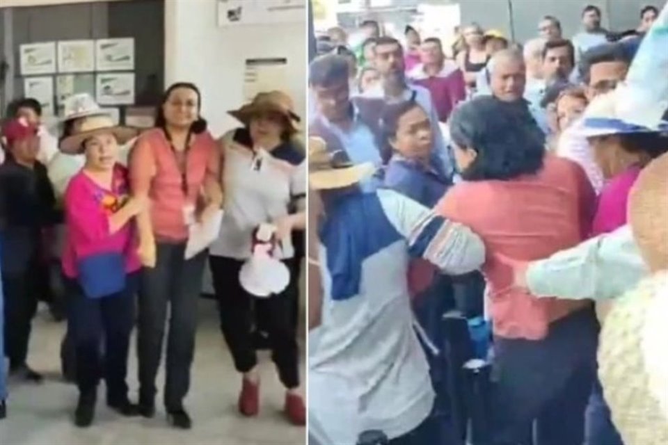 Campesinos de Puebla irrumpieron en oficinas del SAT en Lomas de Angelópolis y retuvieron a empleada para exigir el rembolso del IEPS.