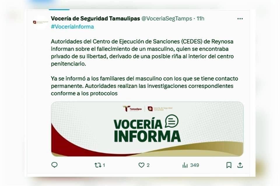 La dirección del penal tomó conocimiento de los hechos y envió custodios para controlar la situación.