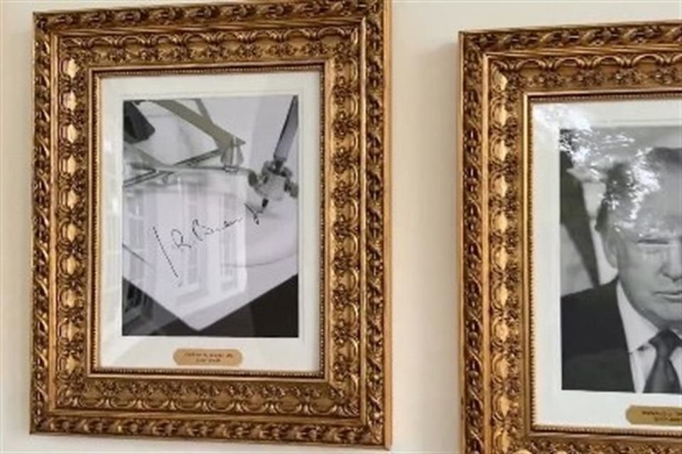 La Casa Blanca inauguró un Paseo de la Fama con retratos de los Presidentes, excepto Joe Biden, quien fue sustituido por máquina de firmar.