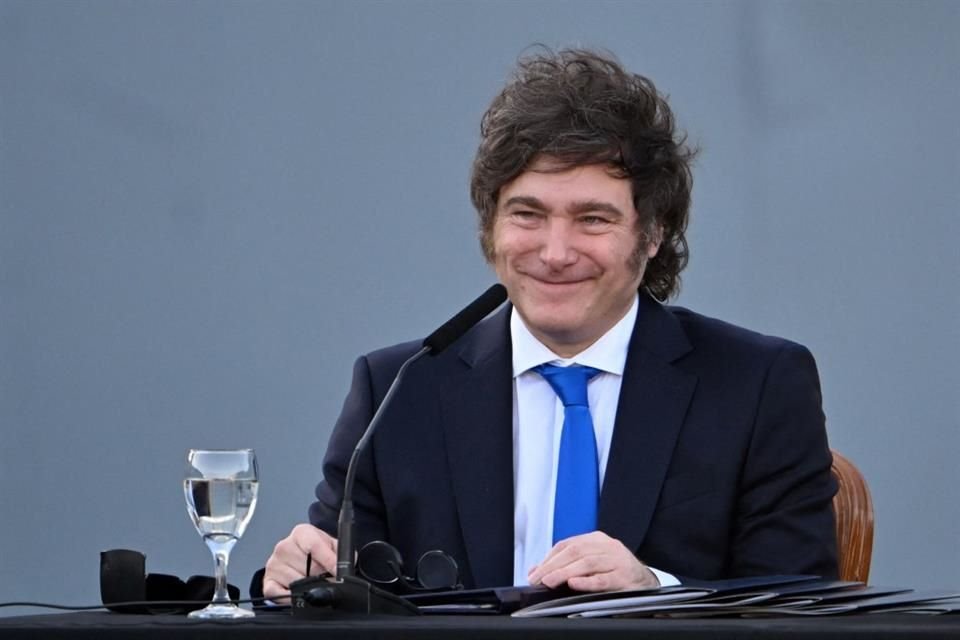 El Presidente de Argentina, Javier Milei, durante una presentación de una reforma en Buenos Aires.