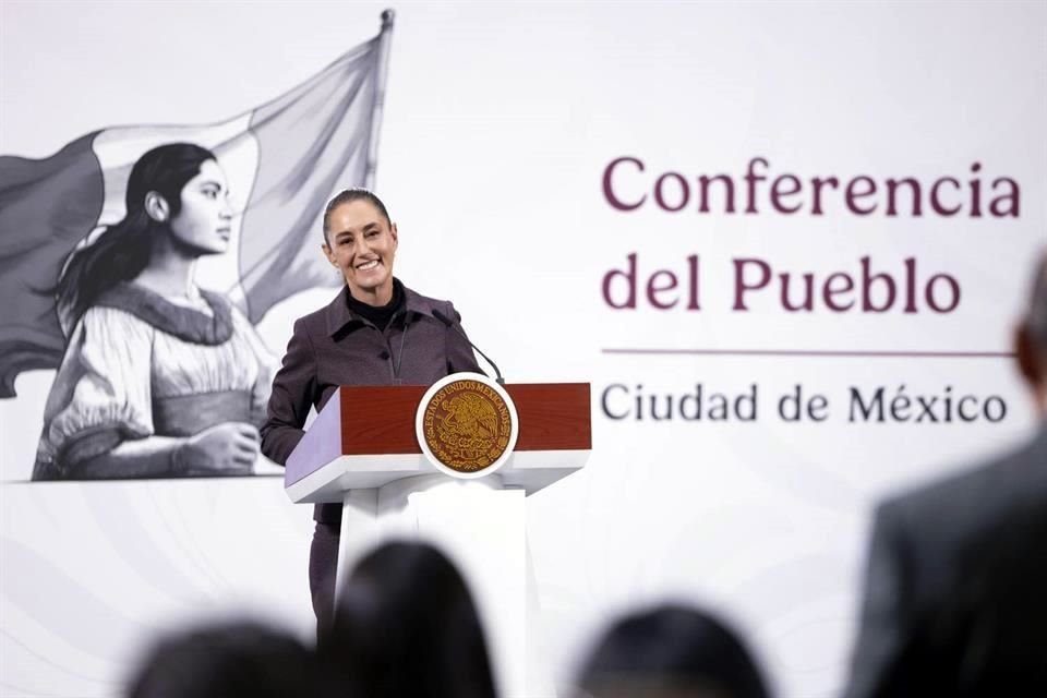 Sheinbaum en su conferencia de este martes en Palacio Nacional.