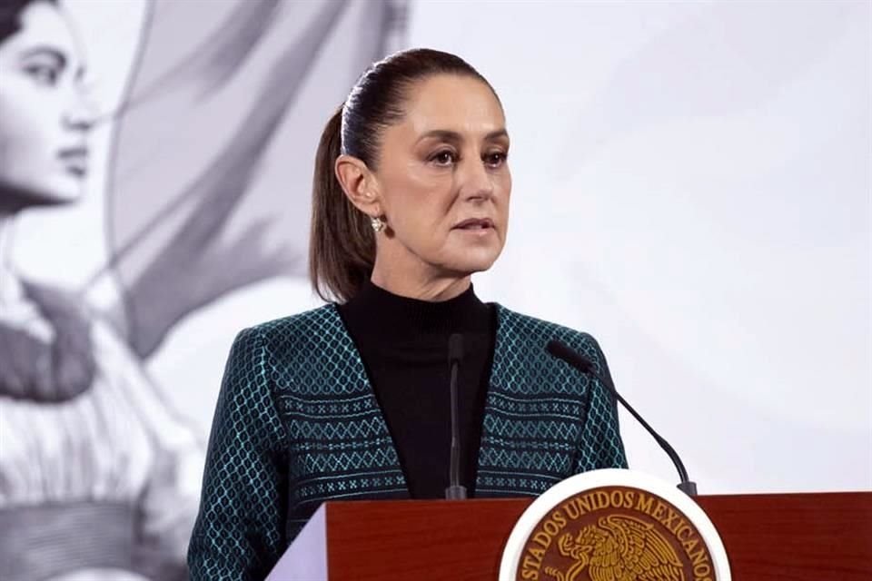 La Presidenta en su conferencia de prensa en Palacio Nacional.