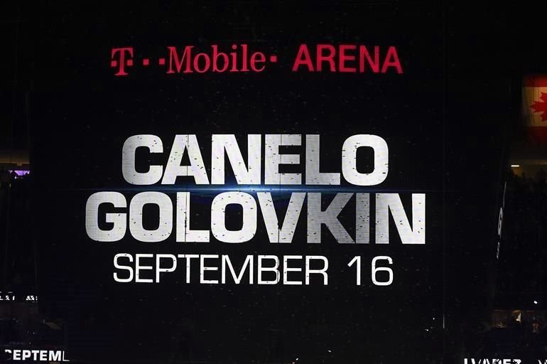 Las pantallas del T-Mobile Arena ya anunciaron el agarrón entre 'Canelo' y Golovkin, el 16 de septiembre.